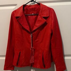 Curge Italian Fiery Red Leather Jacket